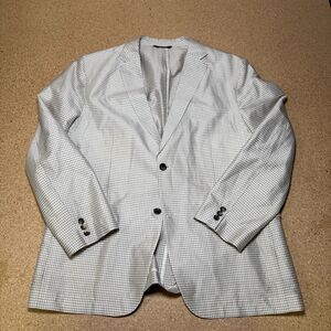 Hugo Boss Cotton Silk Gingham Plaid 1/2 Lined Sports Coat 46R I2